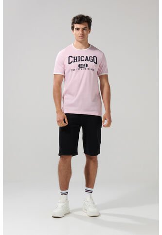 KOAJ Camiseta Cuello Redondo Rosada College Con Contrastes Koaj