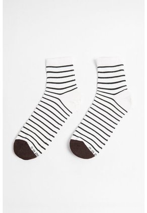 KOAJ Medias Cortas Cremas Con Contraste Y Rayas