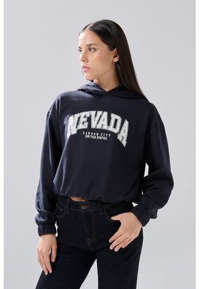 KOAJ Buzo Azul Intenso College Oversize Perchado Con Capota