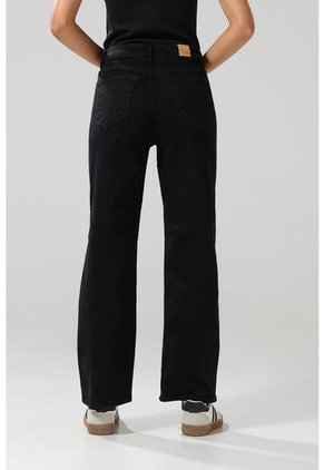 KOAJ Jean Straight Leg Bota Recta Negro Con Tiro Alto