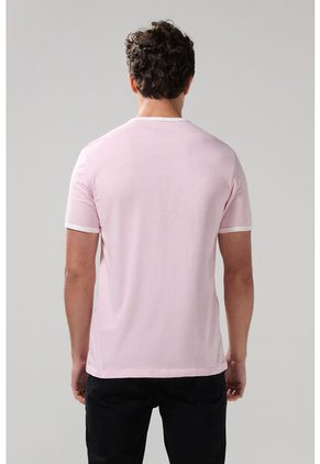 KOAJ Camiseta Cuello Redondo Rosada College Con Contrastes