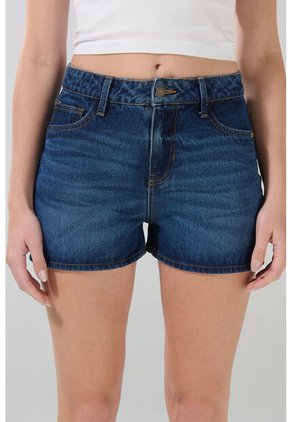 KOAJ Short De Jean Azul Oscuro Con 5 Bolsillos Y Tiro Alto