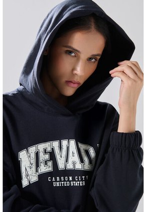 KOAJ Buzo Azul Intenso College Oversize Perchado Con Capota