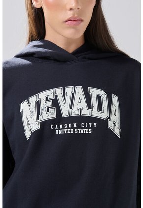 KOAJ Buzo Azul Intenso College Oversize Perchado Con Capota