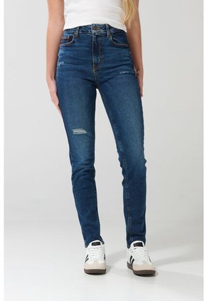 KOAJ Jean Jegging Tiro Súper Alto Azul Oscuro Con Rotos