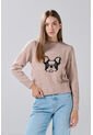 KOAJ Suéter Cuello Redondo Kaki Con Diseño De Perrito de Koaj