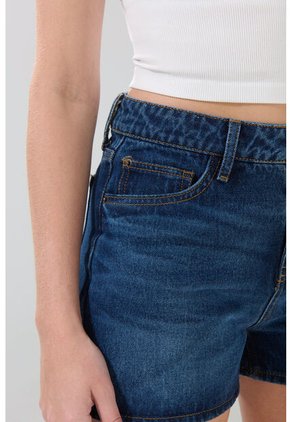 KOAJ Short De Jean Azul Oscuro Con 5 Bolsillos Y Tiro Alto