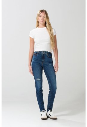 KOAJ Jean Jegging Tiro Súper Alto Azul Oscuro Con Rotos