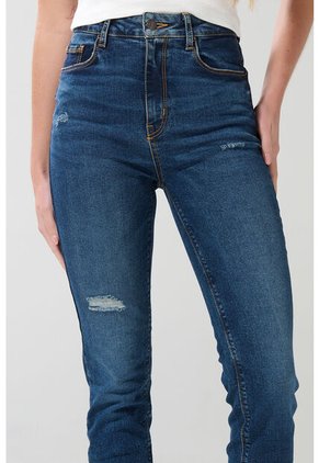 KOAJ Jean Jegging Tiro Súper Alto Azul Oscuro Con Rotos