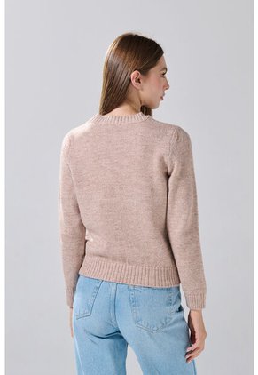 KOAJ Suéter Cuello Redondo Kaki Con Diseño De Perrito