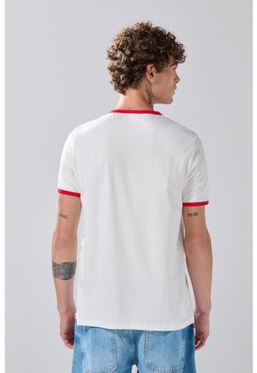 KOAJ Camiseta Crema College Manga Corta Con Contrastes