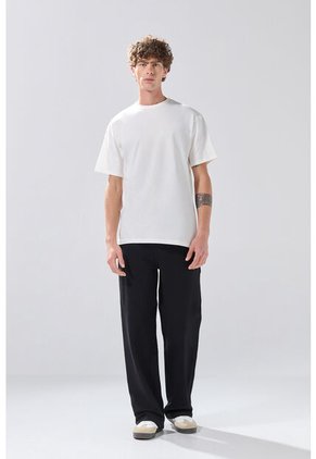 KOAJ Camiseta Manga Corta Crema En Algodón Cuello Redondo