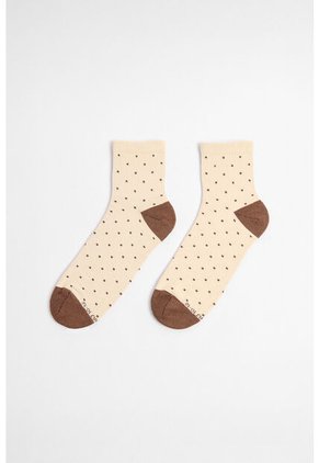 KOAJ Medias Cortas Kakis Claras Con Diseños De Puntos