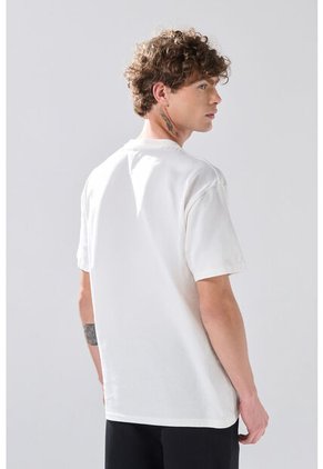 KOAJ Camiseta Manga Corta Crema En Algodón Cuello Redondo