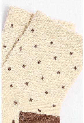 KOAJ Medias Cortas Kakis Claras Con Diseños De Puntos