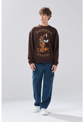 KOAJ Buzo Café Oscuro Cuello Redondo Oversize De Scooby-Doo