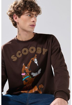 KOAJ Buzo Café Oscuro Cuello Redondo Oversize De Scooby-Doo
