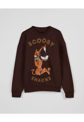 KOAJ Buzo Café Oscuro Cuello Redondo Oversize De Scooby-Doo