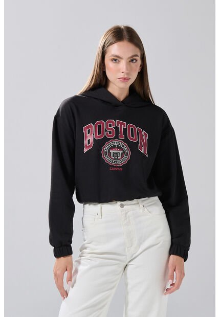 KOAJ Buzo Perchado Con Capota Negro Y Diseño College