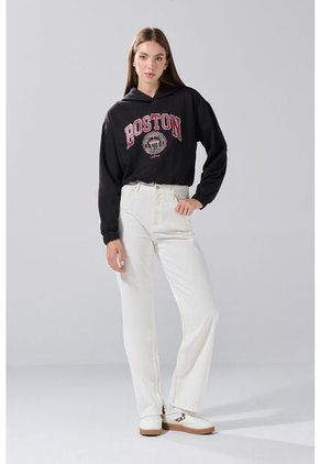 KOAJ Buzo Perchado Con Capota Negro Y Diseño College