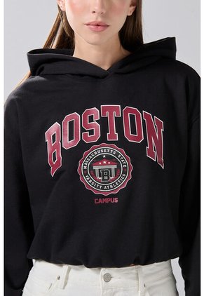 KOAJ Buzo Perchado Con Capota Negro Y Diseño College