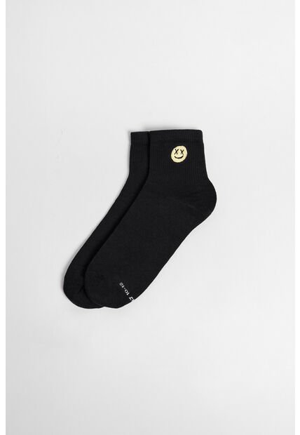 KOAJ Medias Cortas Unicolores Con Bordado De Carita.