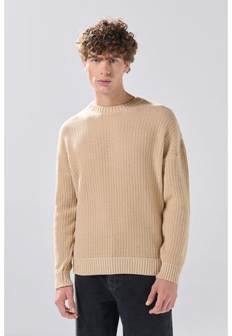 KOAJ Suéter Cuello Redondo Kaki Con Hombro Rodado Koaj