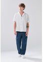 KOAJ Camisa Manga Corta Blanca A Rayas Con Cuello Resort de Koaj