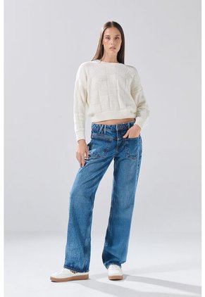 KOAJ Suéter Crema Con Cuello Redondo Y Bordes En Rib