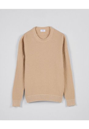 KOAJ Suéter Cuello Redondo Kaki Con Hombro Rodado