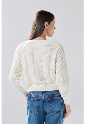 KOAJ Suéter Crema Con Cuello Redondo Y Bordes En Rib