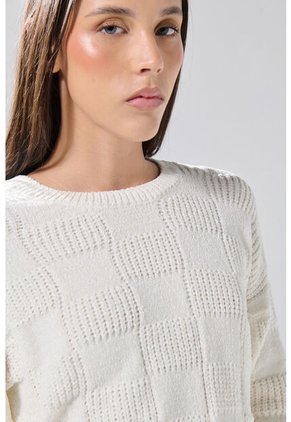 KOAJ Suéter Crema Con Cuello Redondo Y Bordes En Rib