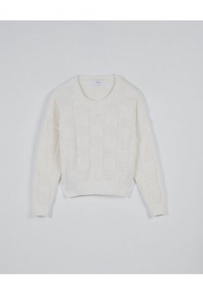 KOAJ Suéter Crema Con Cuello Redondo Y Bordes En Rib