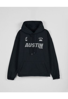 KOAJ Buzo Oversize Negro Perchado Con Capota Y Arte College