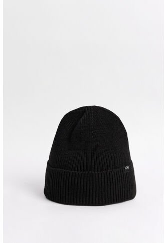 KOAJ Gorro Tejido Negro Con Marquilla Decorativa En Frente Koaj