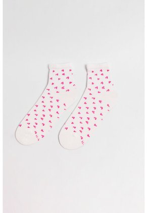 KOAJ Medias Cremas Claras Cortas Con Diseños De Corazones