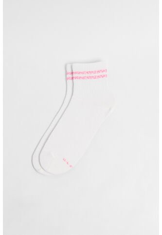 KOAJ Medias Cortas Cremas Con Rayas De Animal Print Koaj