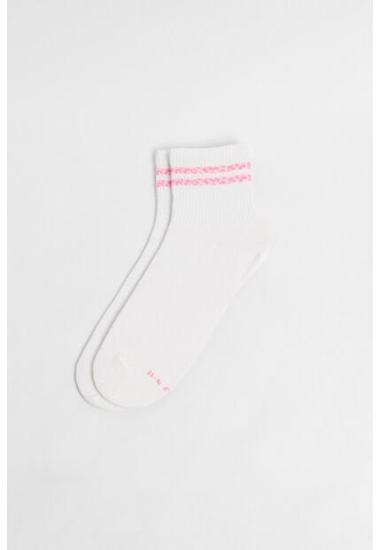 KOAJ Medias Cortas Cremas Con Rayas De Animal Print