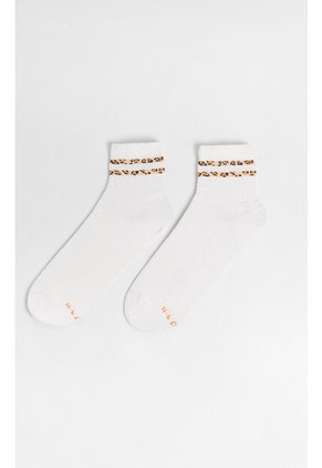 KOAJ Media Urbana Corta, Con Diseño En Costado En Jacquard De Animal Print.