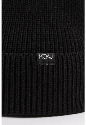 KOAJ Gorro Tejido Negro Con Marquilla Decorativa En Frente