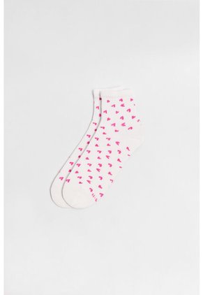 KOAJ Medias Cremas Claras Cortas Con Diseños De Corazones