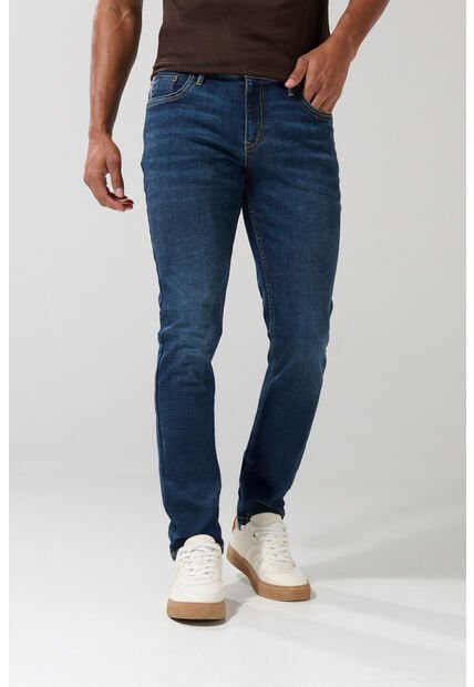 Jean Skinny Tiro Bajo Azul Oscuro Ajustado Con Bolsillos
