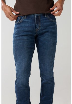 Jean Skinny Tiro Bajo Azul Oscuro Ajustado Con Bolsillos