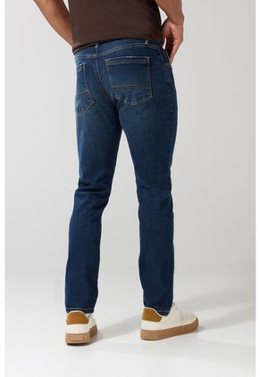 Jean Skinny Tiro Bajo Azul Oscuro Ajustado Con Bolsillos