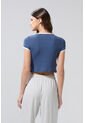 Camiseta Para Mujer Manga Corta, Cuello Y Puños En Color Contraste, Fit Ajustado Al Cuerpo. de Koaj