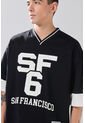 Camiseta Cuello V Oversize Negra Con Estampados College de Koaj