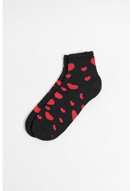 KOAJ Media Urbana Corta, Con Diseño En Costado En Jacquard, De Corazones.