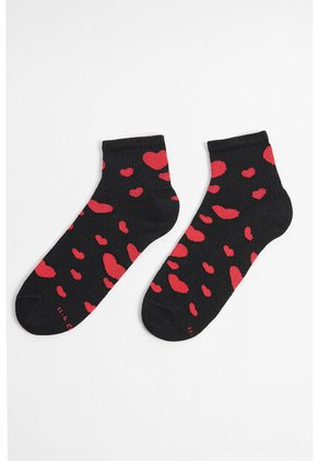 KOAJ Media Urbana Corta, Con Diseño En Costado En Jacquard, De Corazones.