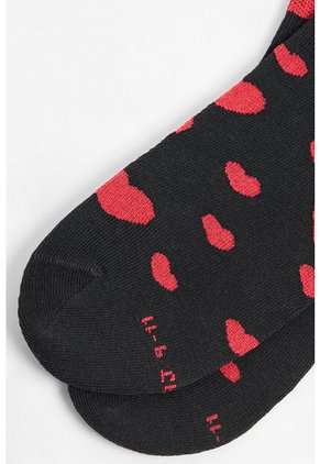 KOAJ Media Urbana Corta, Con Diseño En Costado En Jacquard, De Corazones.