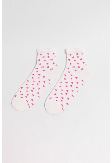 KOAJ Medias Cremas Claras Cortas Con Diseños De Corazones